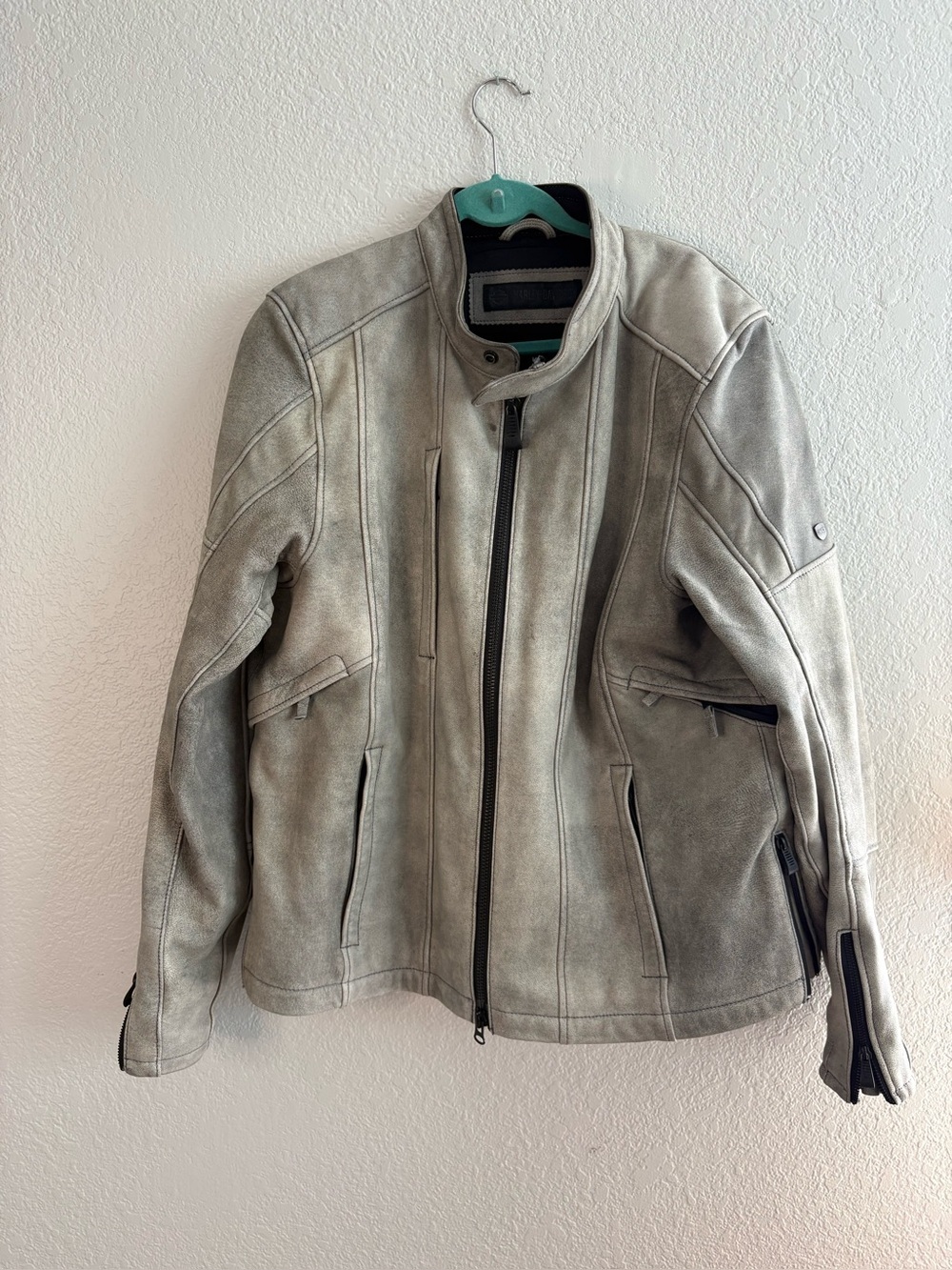 Harley Davidson Citified Goatskin Leather Grey Jacket Size XL Motorcycle Moto
